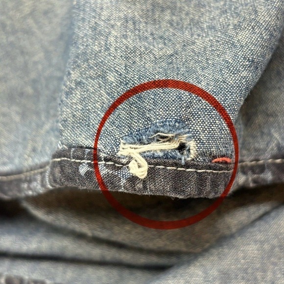 TRIPLE FAT GOOSE Men’s Blue Denim Chambray Embroidered Long Sleeve Shirt Sz 3XL - Picture 11 of 12